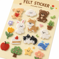 Autocollants en feutre esthétiques pour scrapbooking, journal créatif, vente en gros, personnalisés, motif fleurs sauvages et nuages, autocollants adhésifs