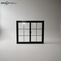 Ventana Corredera de Aluminio con Vidrio Templado y Rotura de Puente Térmico, Diseño de Rejilla, Personalizada para Edificios Residenciales