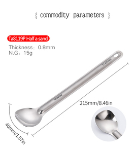 Chinese Products Long Handle Spoon Pure Titanium Spoon with Polished Scoop 220mm Ultralight Titanium Camping Tableware Set - Product Image 4
