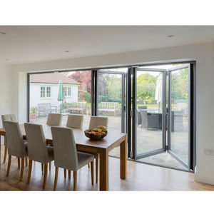 Extérieur patio gris <span class=keywords><strong>anthracite</strong></span> à noyau chaud en aluminium 12 pieds Vistafold portes coulissantes pliantes/pliantes en verre externes - Product Image 4