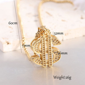 Hip Hop Dollar Signe Pendentif <span class=keywords><strong>Collier</strong></span> avec Zircone Pleine Perceuse Intimidation Beauté Argent En Acier Inoxydable Couleur Rétention Bijoux - Product Image 5