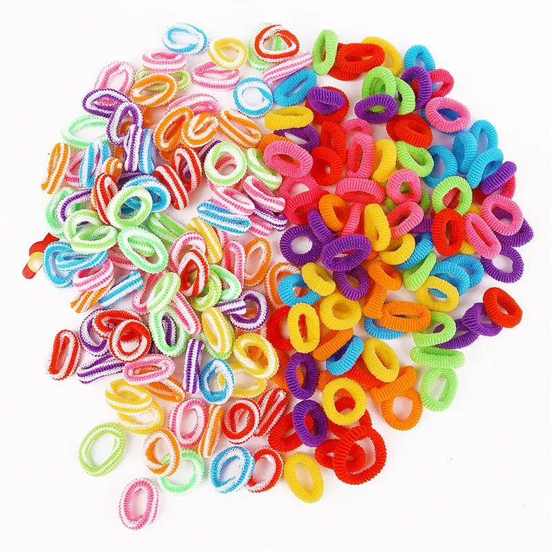 100Pcs /bag nylon Elastic Hair Bands Girls Colorful Hair Rope Tie Kids Rubber Band Ponytail Holder Hair Accessories