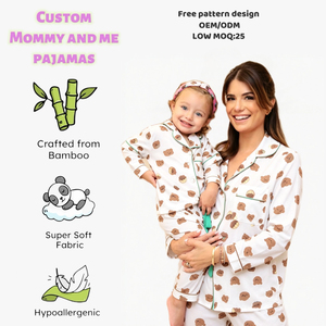Fabricante ODM, Venta al por Mayor, Conjunto de Pijama de Manga Corta, Marca Privada, Logotipo Personalizado, Ropa de Dormir de Dos Piezas, Pijama para Mamá e Hija - Product Image 3