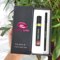Kit de maquillage pour les lèvres 2 en 1, gloss à lèvres et crayon à lèvres, marque privée, imperméable, longue tenue, vegan, rouge à lèvres liquide mat