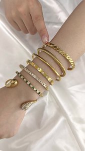 Di nuova progettazione di tendenza di personalità 18k <span class=keywords><strong>oro</strong></span> in acciaio inox apertura braccialetto di moda onda bracciale per le donne - Product Image 5