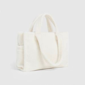 LE PETIT RUISSEAU Sac fourre-tout d'épaule unisexe de luxe en fausse fourrure Sherpa blanche imperméable avec une capacité de plus de 3L - Product Image 4