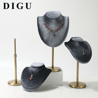 Support de présentation en velours pour collier et pendentif haut de gamme DIGU, avec support métallique détachable et réglable en hauteur