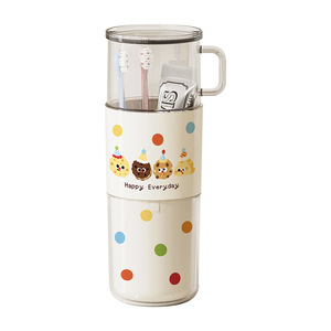 Travel Toothbrush Cup <b>Set</b> Foldable Portable For Student Dorm Home Children Use <b>Plastic</b> With Lid And Handle - Product Image 5