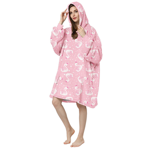 Manta de gran tamaño Sherpa cálida suave Coral polar portátil TV Cuddle Snuggle con mangas impresión personalizada fábrica ODM OEM - Product Image 2