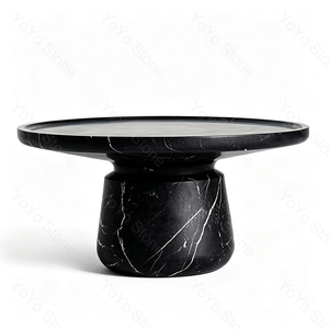 Wholesale <strong>Black</strong> Marble Coffee <strong>Table</strong> <strong>Round</strong> <strong>Side</strong> <strong>Table</strong> for Living Room Nordic Style Coffee <strong>Table</strong> Modern Commercial Custom Made - Product Image 2