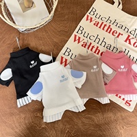 Sweat-shirt en tricot pour chien et chat, style patchwork brodé, effet deux pièces, vêtements pour animaux de compagnie, printemps/automne