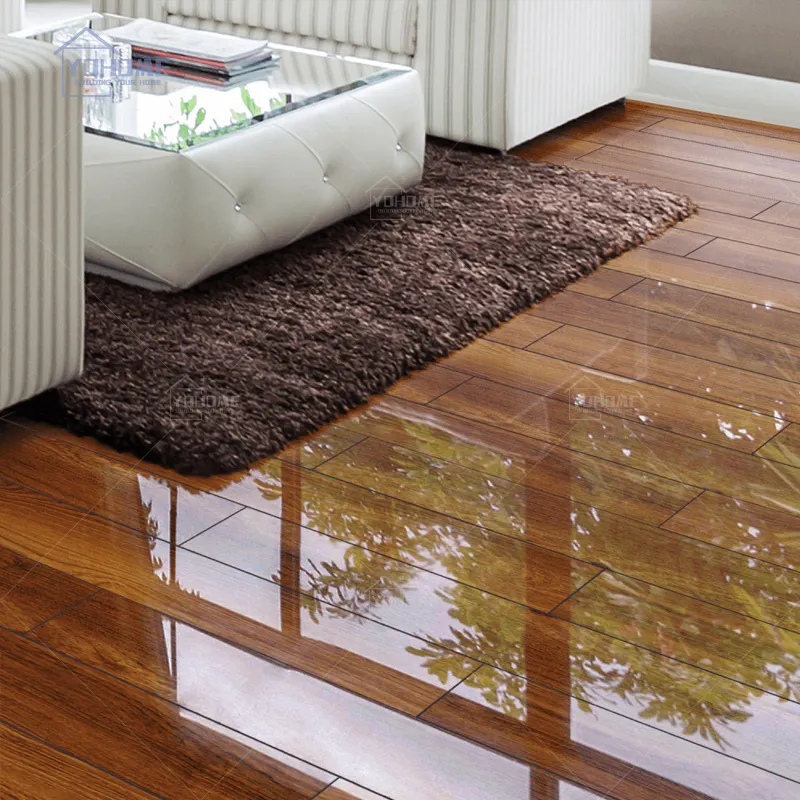 Suelo laminado de madera hdf, estándar europeo, América del Norte, alto brillo, natural