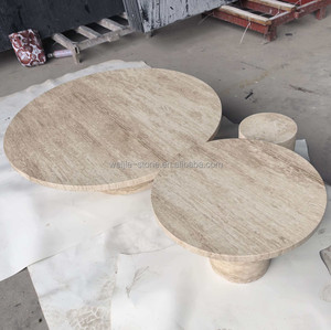 Mesa de Centro de Piedra Caliza Personalizada en Tamaño y <span class=keywords><strong>Color</strong></span>, Mesa Auxiliar de Mármol Travertino - Product Image 1