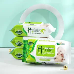 批发批量订购私人标签竹婴儿湿巾FSC认证竹纤维树免费柔软温和婴儿毛巾湿巾
