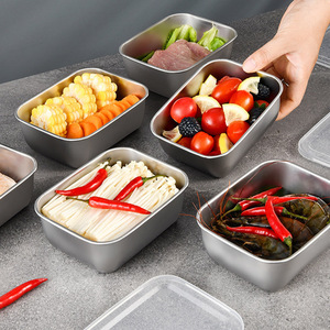 กล่องเก็บอาหารสแตนเลสแบบซ้อนได้สำหรับใส่ขนม ชีส เบคอน สำหรับแช่เย็น พร้อมฝา PP - Product Image 5