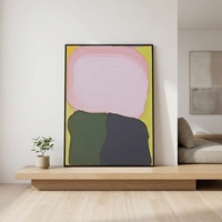 Peinture à l'huile 3D moderne à texture épaisse, peinte à la main, abstraite rose et verte, sur toile, tableau mural, taille personnalisable pour salon
