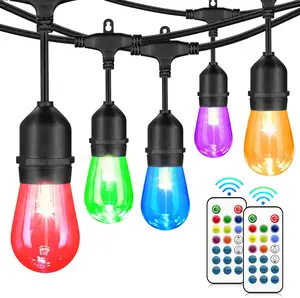 Hot Selling Diverse Colors String Lights Set Fairy LED Bulbs And Smart Color RGB Outdoor Party Patio Decorative S14 Solar Lamp