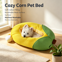 Nouveau lit pour animaux de compagnie en forme de maïs, en peluche écologique à thème de dessin animé, pour chats et chiens, lavable en machine, surface en maille respirante