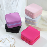 Étui à bijoux de voyage en cuir PVC, boîte à bijoux avec fermeture éclair, organisateur de bagues, boucles d'oreilles, colliers, rangement portable pour femmes