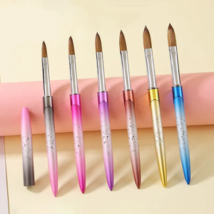 Juego de Pinceles de Uñas Acrílicos Kolinsky, Profesional, con Mango Metálico Degradado, para Manicura y Pintura, con Logotipo Personalizado, Tamaños 2-24, Venta al Por Mayor - Product Image 3