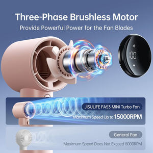 พัดลมมือถือพกพาแบบชาร์จไฟได้ขนาดเล็ก รุ่นใหม่ล่าสุด พร้อมหน้าจอดิจิตอล สำหรับใช้งานกลางแจ้ง ช่องเสียบ USB ภาษาอังกฤษ - Product Image 4