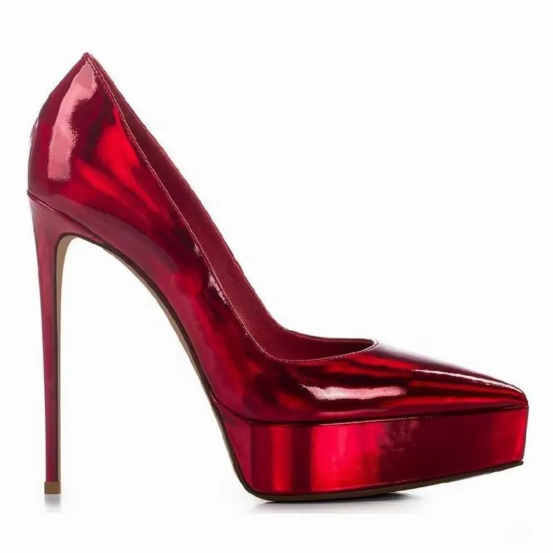 Classic elegant ladies pumps custom thin heel rose red Sandals party women pumps