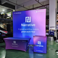 Stands d'exposition portables avec éclairage LED, caissons lumineux pour salons professionnels, supports de toile de fond rétroéclairés, et magasins événementiels pop-up avec étagères