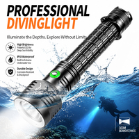 Linterna de Buceo LED Profesional de 1500lm, Impermeable IPX8, Antorcha Subacuática de Largo Alcance de 300M, Lámpara de Buceo Recargable 26650
