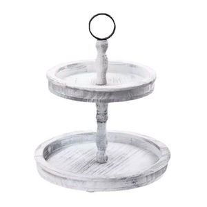 Plateau à bonbons en bois à double couche, finition vieillie, type sur pied, conteneur alimentaire multifonctionnel, plateaux de rangement pour usage domestique - Product Image 5