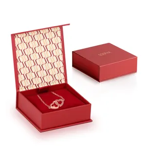 المجوهرات الفاخرة لون صناديق مخصصة ورقة طباعة شعار أحمر سوار المجوهرات مربع
