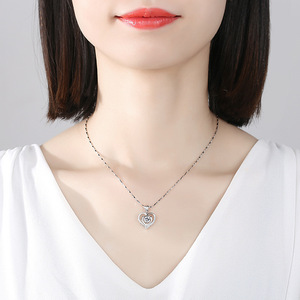 Collar con Incrustaciones de Diamantes en Forma de Corazón S999 para Mujer, Cadena de Clavícula Moderna, Colgante de Amor, Regalo de Cumpleaños para Novia - Product Image 6
