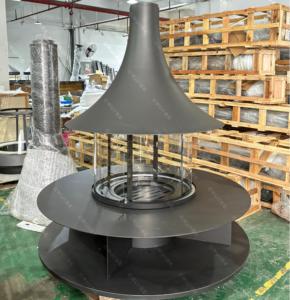 Fabbrica di crociera-caminetti sospesi in vetro sospesi in legno autoportante personalizzati diretti a 360 gradi curvi ad alta temperatura - Product Image 5