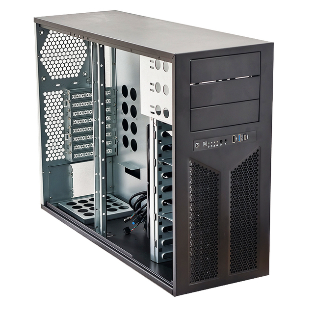 Hot Sale Full Tower NAS Computer Case Support ITX MATX ATX EATX 5Bays Hot Swap for CD-ROM Server Chassis 8 PCI Slots