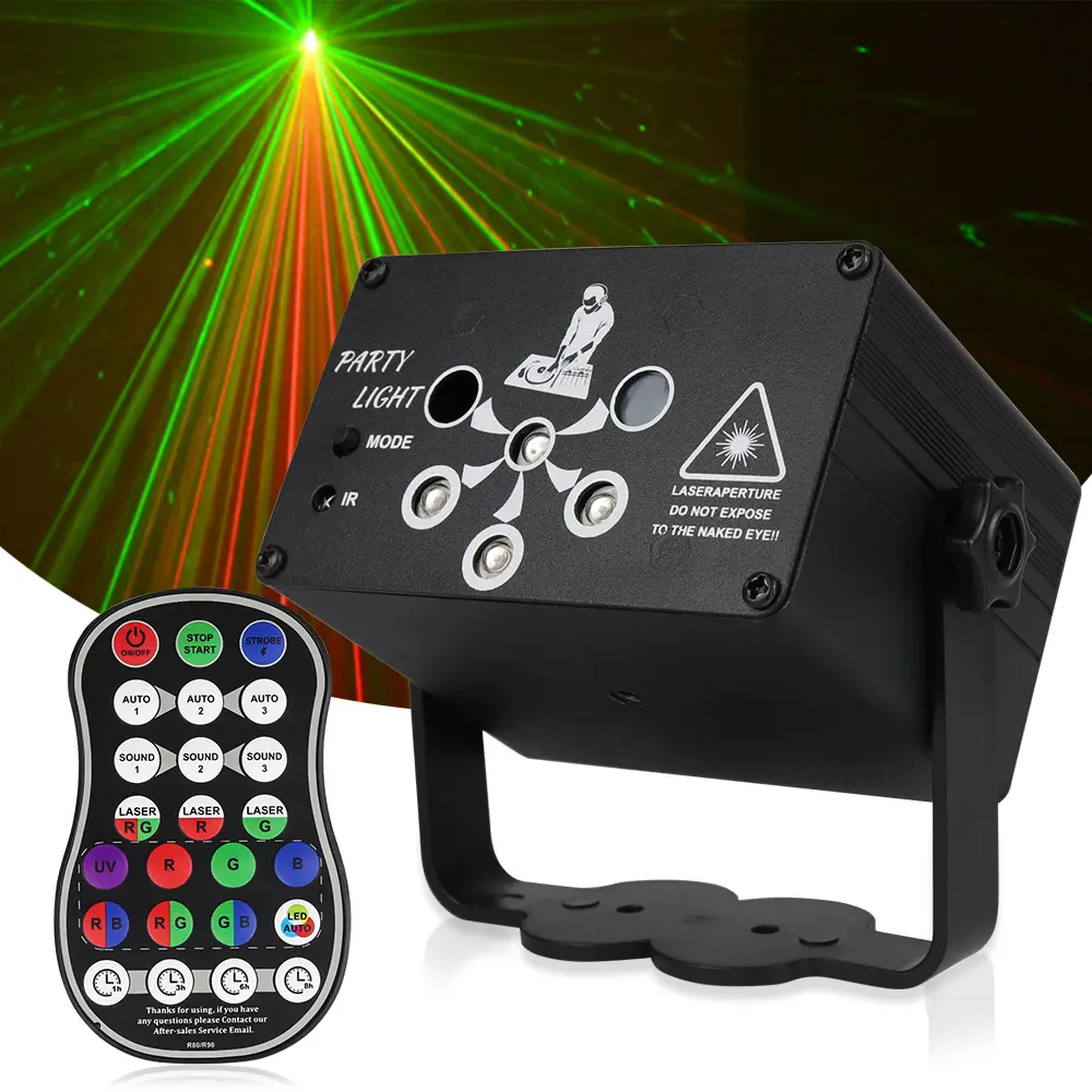 Proyektor Lampu Laser Mini 8W RGB, Lampu Sorot Pesta Disko DJ, Lampu Lazer Mini dengan Kendali Jarak Jauh