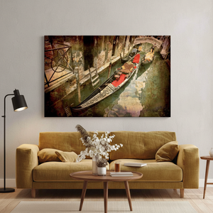 Arte en lienzo de góndola de Venecia: póster con vista de Italia, decoración minimalista para pared, lienzo envuelto - Product Image 3
