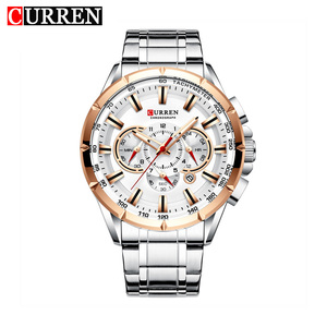 8363 CURREN Men's Luxury Sport <b>Watch</b> Quartz Analog 45mm Dial 3BAR Water Resistance Stainless Steel Band Alloy <b>Case</b> Date Display - Product Image 1