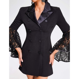 <span class=keywords><strong>Abito</strong></span> da ufficio <span class=keywords><strong>nero</strong></span> Casual da donna in <span class=keywords><strong>pizzo</strong></span> a maniche lunghe vestito Sexy avvolti <span class=keywords><strong>Mini</strong></span> <span class=keywords><strong>abito</strong></span> alla moda - Product Image 2