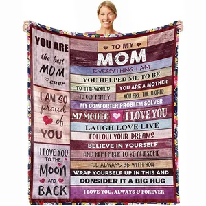 Wholesale love mothers day blanket gift custom printed flannel fleece letter to mom blanket