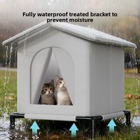 Maison pour chat en tissu chauffante de luxe pour l'extérieur, abri isolé imperméable et coupe-vent pour l'hiver, fond surélevé, coussinets chauffants, pour chats errants et sauvages