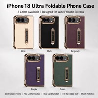 Coque de téléphone antichoc rigide avec support droit électroplaqué pour iPhone Duo 18 Fold 18 Ultra avec protection d'écran en verre
