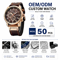 Montre chronographe à quartz pour homme Curren 8291 avec logo personnalisé, bracelet en cuir, date, style business décontracté, étanche, lumineuse, OEM ODM