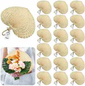 Abanicos de Rafia Naturales Hechos a Mano, Abanicos de Buri para Decoración Rústica de Verano, Abanico de Ratán - Product Image 2