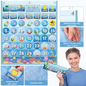 Juego de tableros de bolsillo con calendario para el aula, 120 tarjetas, clima, estaciones, festivales, educativo para la gestión del tiempo - Product Image 5