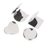 Cermin Kosmetik Lipat Bentuk Hati Vintage Dua Sisi Warna Perak Grosir, Bahan Stainless Steel, Logo Custom, Stok Tersedia