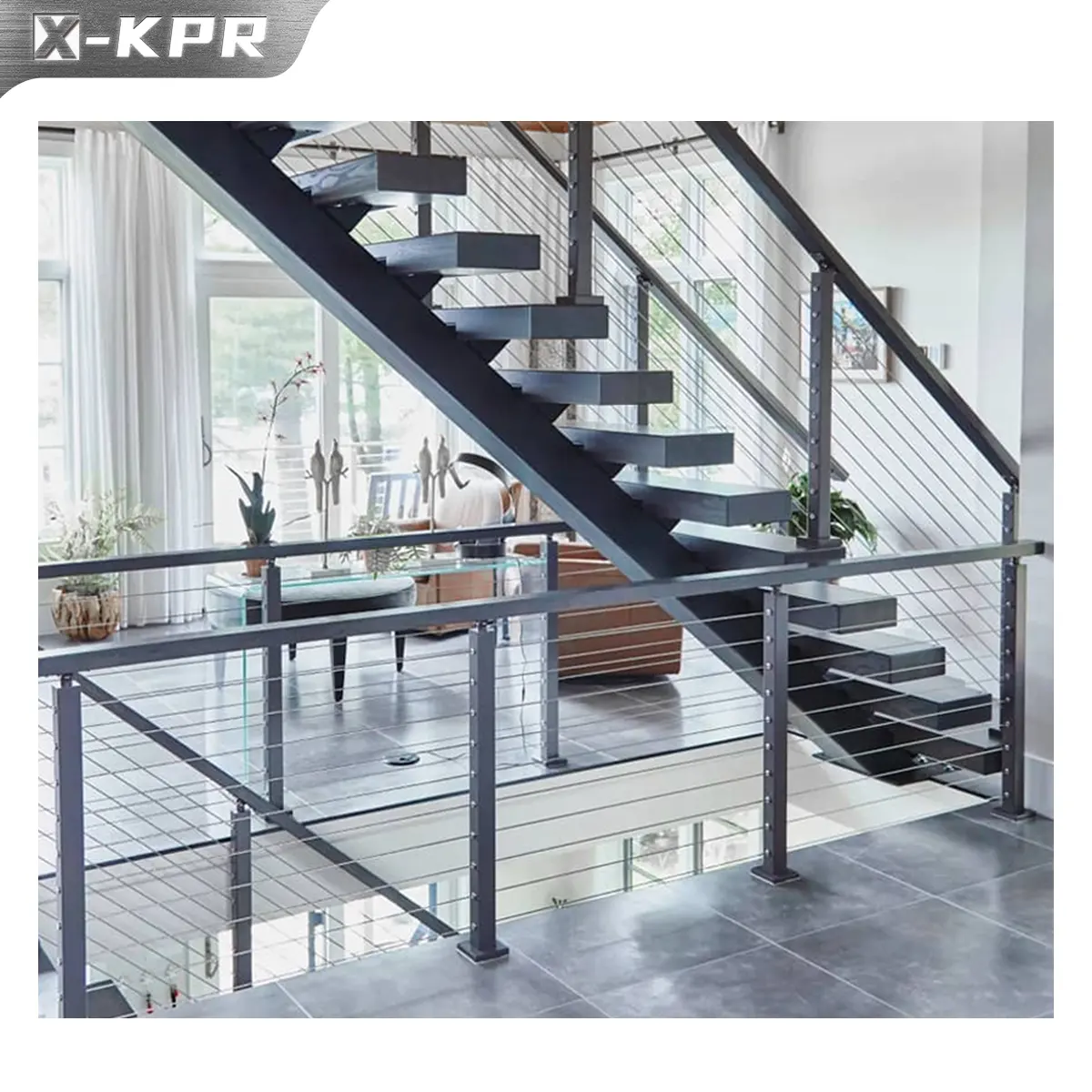 Merdiven için X-KPR düşük bakım merdiveni kablo korkuluk paslanmaz çelik tel kablo korkuluk