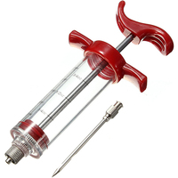 Mini 1OZ Inyector de sabor manual Jeringa de condimento de metal de grado alimenticio para carne y aves de corral
