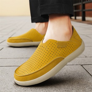 Zapatillas Deportivas Amarillas con Punta Redonda, Estilo Slip-On, Parte Superior de Gamuza de Color Sólido, Suela de Goma, Entresuela de EVA, Transpirables, Zapatos de Verano para Hombre - Product Image 1
