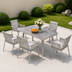 <span class=keywords><strong>Ensemble</strong></span> de mobilier de jardin en rotin tressé pour hôtel, villa, resort, patio, table et chaises d'extérieur, <span class=keywords><strong>salle</strong></span> à <span class=keywords><strong>manger</strong></span> extérieure, style moderne et luxueux à prix abordable - Product Image 2