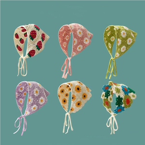 Bandana all'uncinetto alla moda, foulard in maglia, turbante floreale, fasce triangolari <span class=keywords><strong>per</strong></span> capelli da ragazza, accessori <span class=keywords><strong>per</strong></span> capelli - Product Image 1