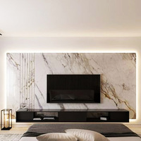 Feuille de marbre PVC enduit UV pour l'intérieur, panneau de marbre PVC pour salle de bain, conception en pierre naturelle PVC pour fond TV